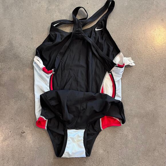 Nike Swim Team Lifeguard Black Red Racerback swimsuit Womens 36 color block - Picture 5 of 5